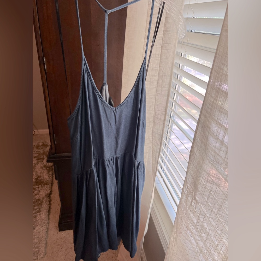 Denim backless mini dress